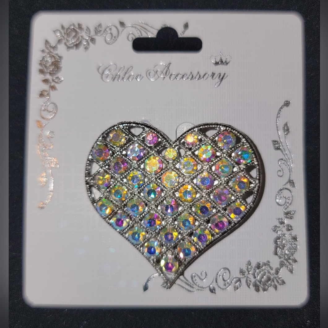Iridescent Heart Brooch 8$